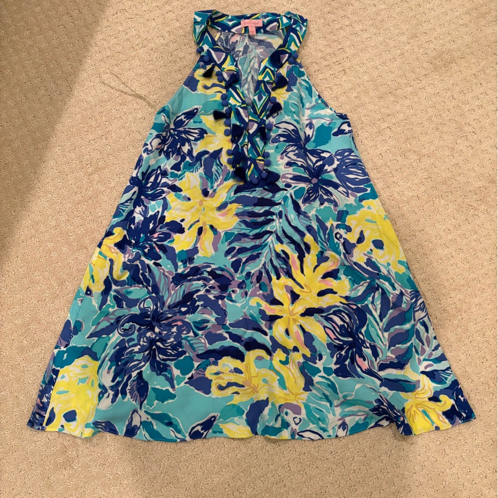 NWOT new Lilly Pulitzer Achelle swing dress with pom Poms and tassels size small